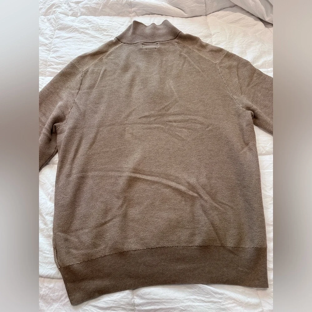 Polo Ralph Lauren Sweater Mens Small Brown Quarter Zip Waffle Knit Pullover - Picture 3 of 4